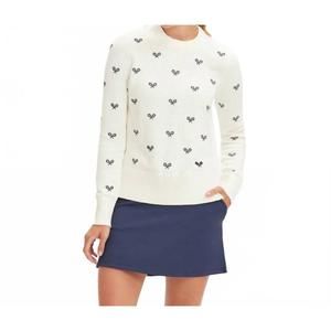 NEW RENWICK allover racquets sweater in ivory/navy